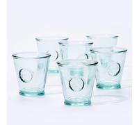 DESIGNED BY VSM 8oz Drinking Glasses, Made Of 100% Recycled Glass, Set Of 6 Small Authentic Embossed Old Fashioned Glasses, Ideal for Water, Milk, Juice, Whisky, espressos, Made In Spain.