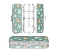 Designed Clear Pencil Box Plastic Seamless Deer and Snowflake Green