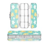 Designed Clear Pencil Box Plastic Watercolo White Yellow Maple Leaves