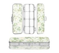 Designed Clear Pencils Box White Roses Green Leaves Soft Watercolor
