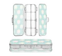 Designed Clear Plastic Pencil Box Sheep Ash Sticker Style Lake Blue