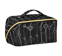 Designed Cosmetic Bag Gothic Darkness Hearts Chain | with Dividers Waterproof Travel Bags For Women,Travel-Size Accessories