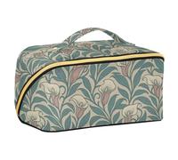 Designed Cosmetic Bag Vintage Calla Lily Pattern | with Dividers stylish Makeup Bags For Women,Vertical Free-Standing