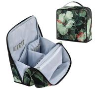 Designed Cosmetic Bag Vintage Red and Green Flowers | Travel Bag with dividers Essentials Cosmetic Bag For Purse Vertical Free-Standing