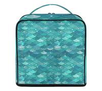 Designed Cosmetic Bag with dividers Blue Teal Mermaid Pattern | Essentials Case Cosmetic Makeup Bag Vertical Free-Standing