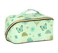 Designed Cosmetic Bags Mint Mushroom Butterfly | with Dividers Lightweight Cosmetic Bag For Women,Vertical Free-Standing