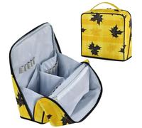 Designed Cosmetic Toiletry Bags Yellow-Black Maple Leaf Lattice