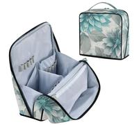 Designed Cosmetics Bag A Close Up of Grey and Teal Floral Leaves on