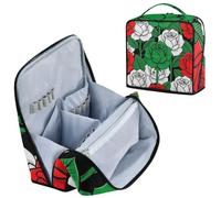 Designed Cosmetics Bag Tattoo Style Red Green White Roses Print0