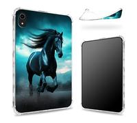 Designed for iPad 11th Generation 2023/ iPad 10th Gen 2022 10.9 inch Case, Transparent Back with Black Horse Nature, Slim Soft TPU Corner Protection Shockproof Bumper Cover