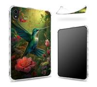 Designed for iPad 11th Generation 2023/ iPad 10th Gen 2022 10.9 inch Case, Transparent Back with Hummingbird Red Flower, Slim Soft TPU Corner Protection Shockproof Bumper Cover