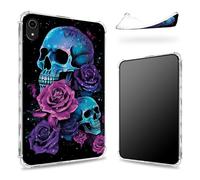 Designed for iPad 11th Generation 2023/ iPad 10th Gen 2022 10.9 inch Case, Transparent Back with Neon Sugar Skull, Slim Soft TPU Corner Protection Shockproof Bumper Cover