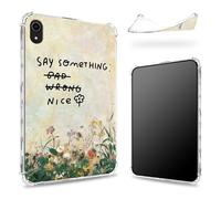 Designed for iPad 11th Generation 2023/ iPad 10th Gen 2022 10.9 inch Case, Transparent Back with Say Something Nice Flower, Slim Soft TPU Corner Protection Shockproof Bumper Cover