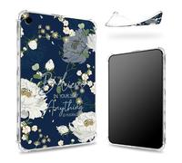Designed for iPad 9th Gen 2021/8th Gen 2020/7th Gen 2019 10.2 inch Case, Transparent Back with Bible Quotes Flowers, Slim Soft TPU Corner Protection Shockproof Bumper Cover