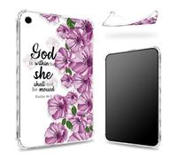 Designed for iPad 9th Gen 2021/8th Gen 2020/7th Gen 2019 10.2 inch Case, Transparent Back with Bible Purple Flower, Slim Soft TPU Corner Protection Shockproof Bumper Cover
