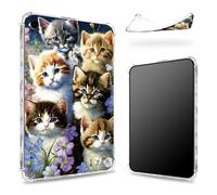 Designed for iPad 9th Gen 2021/8th Gen 2020/7th Gen 2019 10.2 inch Case, Transparent Back with Cats Family, Slim Soft TPU Corner Protection Shockproof Bumper Cover