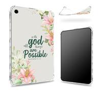 Designed for iPad 9th Gen 2021/8th Gen 2020/7th Gen 2019 10.2 inch Case, Transparent Back with Matthew 19:26 Flower, Slim Soft TPU Corner Protection Shockproof Bumper Cover
