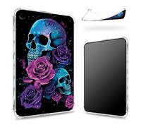 Designed for iPad 9th Gen 2021/8th Gen 2020/7th Gen 2019 10.2 inch Case, Transparent Back with Neon Sugar Skull, Slim Soft TPU Corner Protection Shockproof Bumper Cover