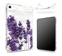 Designed for iPad 9th Gen 2021/8th Gen 2020/7th Gen 2019 10.2 inch Case, Transparent Back with Purple Lavender, Slim Soft TPU Corner Protection Shockproof Bumper Cover
