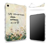 Designed for iPad 9th Gen 2021/8th Gen 2020/7th Gen 2019 10.2 inch Case, Transparent Back with Say Something Nice Flower, Slim Soft TPU Corner Protection Shockproof Bumper Cover