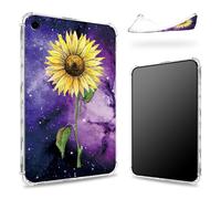 Designed for iPad 9th Gen 2021/8th Gen 2020/7th Gen 2019 10.2 inch Case, Transparent Back with Sunflower Yellow Purple Galaxy, Slim Soft TPU Corner Protection Shockproof Bumper Cover