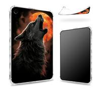 Designed for iPad 9th Gen 2021/8th Gen 2020/7th Gen 2019 10.2 inch Case, Transparent Back with Wolf Red Full Moon, Slim Soft TPU Corner Protection Shockproof Bumper Cover