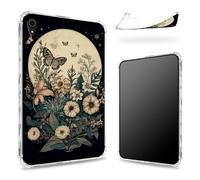 Designed for iPad Air 5th Gen 2022/ iPad Air 4th Gen 2020 10.9 inch Case, Transparent Back with Butterflies Flower Full Moon, Slim Soft TPU Corner Protection Shockproof Bumper Cover