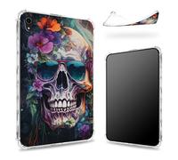 Designed for iPad Air 5th Gen 2022/ iPad Air 4th Gen 2020 10.9 inch Case, Transparent Back with Glasses Sugar Skull, Slim Soft TPU Corner Protection Shockproof Bumper Cover