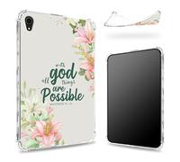 Designed for iPad Air 5th Gen 2022/ iPad Air 4th Gen 2020 10.9 inch Case, Transparent Back with Matthew 19:26 Flower, Slim Soft TPU Corner Protection Shockproof Bumper Cover