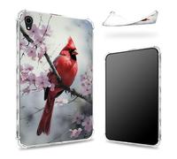 Designed for iPad Air 5th Gen 2022/ iPad Air 4th Gen 2020 10.9 inch Case, Transparent Back with Red Bird Sakura Blossoms, Slim Soft TPU Corner Protection Shockproof Bumper Cover