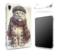 Designed for iPad Mini 6 8.3 inch 2021 Mini 6th Generation Case, Transparent Back with Cheetah Animals in Winter Attire, Slim Soft TPU Corner Protection Shockproof Bumper Cover