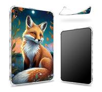 Designed for iPad Mini 6 8.3 inch 2021 Mini 6th Generation Case, Transparent Back with Cute Fox, Slim Soft TPU Corner Protection Shockproof Bumper Cover