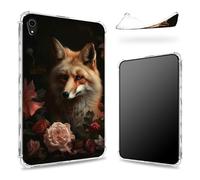 Designed for iPad Mini 6 8.3 inch 2021 Mini 6th Generation Case, Transparent Back with Fox Flowers, Slim Soft TPU Corner Protection Shockproof Bumper Cover