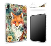 Designed for iPad Mini 6 8.3 inch 2021 Mini 6th Generation Case, Transparent Back with Fox in Flower, Slim Soft TPU Corner Protection Shockproof Bumper Cover