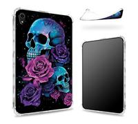 Designed for iPad Mini 6 8.3 inch 2021 Mini 6th Generation Case, Transparent Back with Neon Sugar Skull, Slim Soft TPU Corner Protection Shockproof Bumper Cover