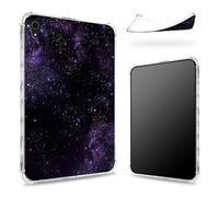 Designed for iPad Mini 6 8.3 inch 2021 Mini 6th Generation Case, Transparent Back with Purple Galaxy, Slim Soft TPU Corner Protection Shockproof Bumper Cover