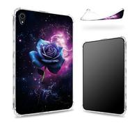 Designed for iPad Mini 6 8.3 inch 2021 Mini 6th Generation Case, Transparent Back with Purple Galaxy Rose, Slim Soft TPU Corner Protection Shockproof Bumper Cover