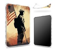Designed for iPad Mini 6 8.3 inch 2021 Mini 6th Generation Case, Transparent Back with Soldier Flag, Slim Soft TPU Corner Protection Shockproof Bumper Cover