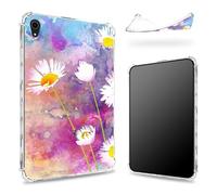 Designed for iPad Mini 6 8.3 inch 2021 Mini 6th Generation Case, Transparent Back with Watercolor Natural Daisies, Slim Soft TPU Corner Protection Shockproof Bumper Cover