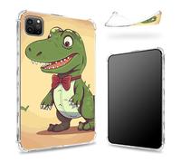 Designed for iPad Pro 12.9" 6th Gen 2022/5th Gen 2021/4th Gen 2020 Case, Transparent Back with Cartoon Crocodile, Slim Soft TPU Corner Protection Shockproof Bumper Cover