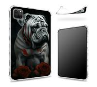 Designed for iPad Pro 12.9" 6th Gen 2022/5th Gen 2021/4th Gen 2020 Case, Transparent Back with Dark Bulldog, Slim Soft TPU Corner Protection Shockproof Bumper Cover