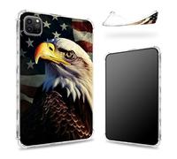 Designed for iPad Pro 12.9" 6th Gen 2022/5th Gen 2021/4th Gen 2020 Case, Transparent Back with Eagle Flag Retro, Slim Soft TPU Corner Protection Shockproof Bumper Cover