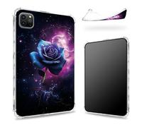 Designed for iPad Pro 12.9" 6th Gen 2022/5th Gen 2021/4th Gen 2020 Case, Transparent Back with Purple Galaxy Rose, Slim Soft TPU Corner Protection Shockproof Bumper Cover