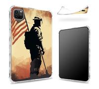 Designed for iPad Pro 12.9" 6th Gen 2022/5th Gen 2021/4th Gen 2020 Case, Transparent Back with Soldier Flag, Slim Soft TPU Corner Protection Shockproof Bumper Cover