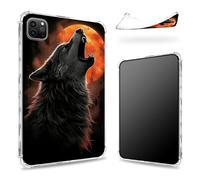 Designed for iPad Pro 12.9" 6th Gen 2022/5th Gen 2021/4th Gen 2020 Case, Transparent Back with Wolf Red Full Moon, Slim Soft TPU Corner Protection Shockproof Bumper Cover