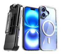Designed for iPhone 16 Case with Belt Clip and Detachable Holster - Clear Protective Phone Case with Magnetic Function for Secure, Hands-Free Carry