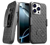 Designed for iPhone 16 Pro Case with Belt Clip Holster - Kickstand Cover Phone Case - Black