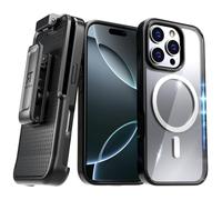 Designed for iPhone 16 Pro Max Case with Belt Clip and Detachable Holster - Clear and Black Protective Phone Case with Magnetic Function for Secure, Hands-Free Carry