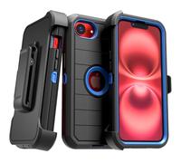 Designed for iPhone 16e Case with Belt Clip Holster & Kickstand, Screenless Dual-Layer Shockproof Phone Case - Black & Blue