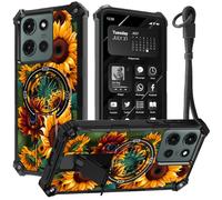 Designed for Motorola Moto G Stylus 5G 2025 Case 6.7" with Hand Strap, Built-in Kickstand, Dual Layer Hard PC + Soft Silicone Shockproof Protective Cover for Women Men Teens,Beautiful Sunflower
